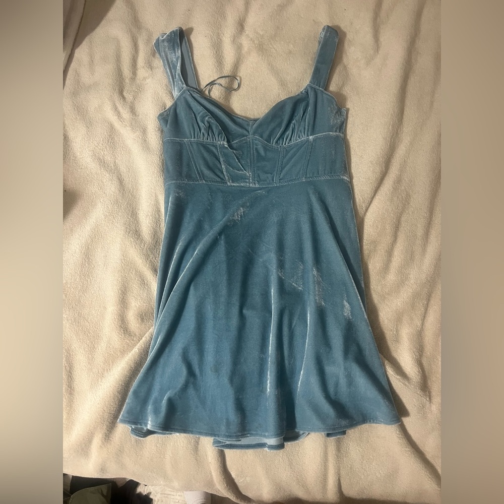 Urban Outfitters Blue Velvet Mini Dress